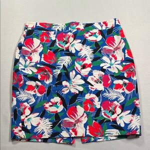 J. Crew Blue Skirt Mini Tropical Floral Skirt Womens 6P